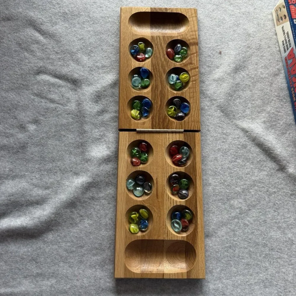 Cardinal Solid Wood Folding Mancala Game Complete with Colorful Playing Pieces